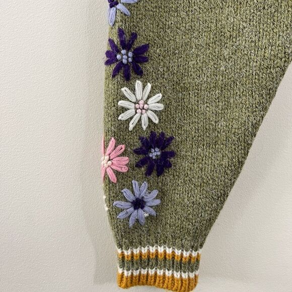 RAGA Set: Olive Green Floral Cardigan Sweater & Pants | Size Medium - Picture 9 of 13